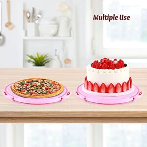 Ohuhu Cake Carrier Cupcake Containers Keeper Cake Stand with Lid Portable Round Cake Container Holder with Handle Two Sided Base for Pies Cookies Nuts Fruit Suitable for 10 inch Cake Perfect Gifts