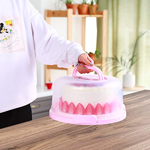 Ohuhu Cake Carrier Cupcake Containers Keeper Cake Stand with Lid Portable Round Cake Container Holder with Handle Two Sided Base for Pies Cookies Nuts Fruit Suitable for 10 inch Cake Perfect Gifts