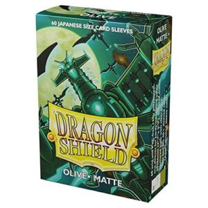 Dragon Shield Bundle: 2 Packs of 60 Count Japanese Size Mini Matte Card Sleeves - Matte Olive