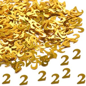 hrovsur gold 2 confetti glitter for birthday - number 2 confetti table sprinkle confetti for wedding anniversary party supplies, 2nd birthday decorations