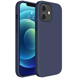 miracase compatible with iphone 12 phone case and iphone 12 pro phone case 6.1 inch(2020),liquid silicone gel rubber full body protection shockproof drop protection case(navy blue)