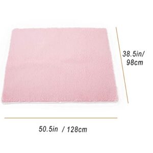 TTLOJ Rectangle Kids Rug for Tent Gift, Area Rug for Kids Play Tent, Rug for Kids Playhouse for Nursery Baby Room, Children Room Home Decor Dormitory Soft Velvet-Pink 50.5" Lx38.5 W