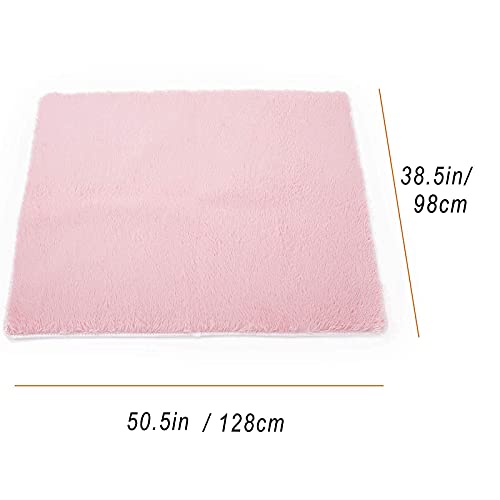 TTLOJ Rectangle Kids Rug for Tent Gift, Area Rug for Kids Play Tent, Rug for Kids Playhouse for Nursery Baby Room, Children Room Home Decor Dormitory Soft Velvet-Pink 50.5" Lx38.5 W