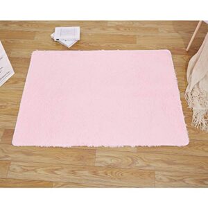 TTLOJ Rectangle Kids Rug for Tent Gift, Area Rug for Kids Play Tent, Rug for Kids Playhouse for Nursery Baby Room, Children Room Home Decor Dormitory Soft Velvet-Pink 50.5" Lx38.5 W