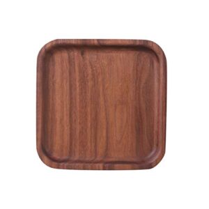 peyan black walnut square wood serving tray wooden vintage decorative cake coffee tea platter kitchen utensils 5" x 5"