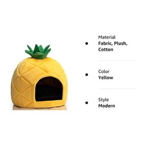 Hollypet Cozy Pet Bed, Warm Cave Nest Sleeping Bed Pineapple Shape Puppy House for Cats, Yellow