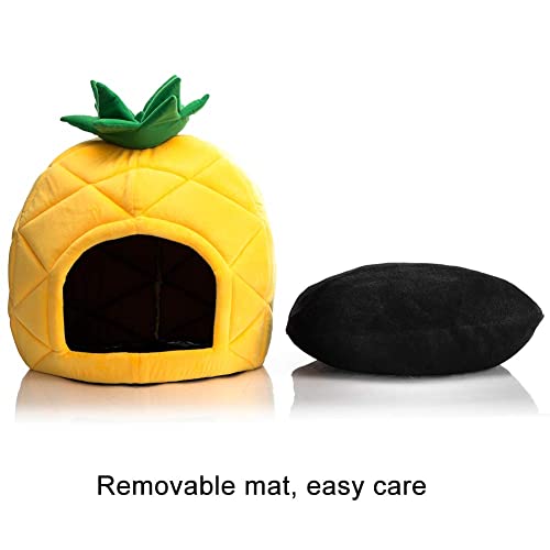 Hollypet Cozy Pet Bed, Warm Cave Nest Sleeping Bed Pineapple Shape Puppy House for Cats, Yellow