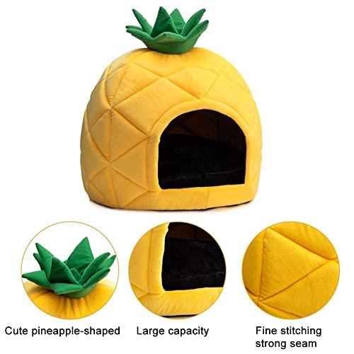 Hollypet Cozy Pet Bed, Warm Cave Nest Sleeping Bed Pineapple Shape Puppy House for Cats, Yellow