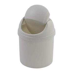 zerdyne plastic 0.7 gallon tiny garbage can, mini trash can with swing-top lid, white
