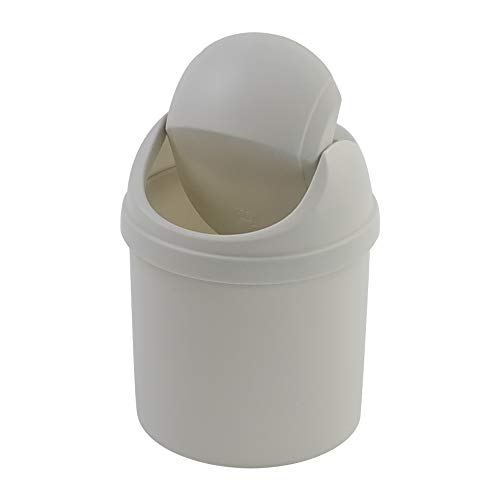 Zerdyne Plastic 0.7 Gallon Tiny Garbage Can, Mini Trash Can with Swing-Top Lid, White