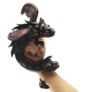 folkmanis dragon wristlet finger puppet black; red-brown, 1 ea