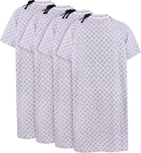 utopia care 4 pack cotton blend unisex hospital gown, back tie, 45" long & 61" wide, patient gowns comfortably fits sizes up to 2xl