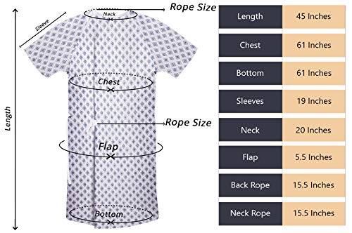 Utopia Care 4 Pack Cotton Blend Unisex Hospital Gown, Back Tie, 45" Long & 61" Wide, Patient Gowns Comfortably Fits Sizes up to 2XL