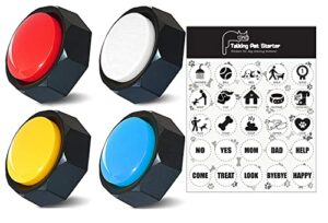 ribosy set of 4, dog speech training buzzers, recordable buttons - train your dog to voice what they need