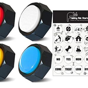 RIBOSY Set of 4, Dog Speech Training Buzzers, Recordable Buttons - Train Your Dog to Voice What They Need