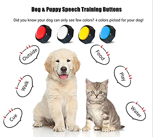 RIBOSY Set of 4, Dog Speech Training Buzzers, Recordable Buttons - Train Your Dog to Voice What They Need