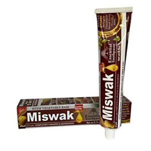 Essential Palace (Pack of 6) Organic Miswak Herbal Whitening Toothpaste - Refreshing- with Moringa Oil, Cinnamon Oil, Miswak Extract, Olive Oil & Honey- 100% Fluoride Free & Vegetable Base - 6.5 Oz