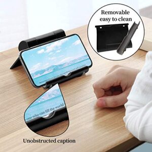 Cell Phone Stand for Desk Foldable, 2 Pack Desk Phone Holder Stand for Office Kitchen Travel, Mobile Phone Stand for iPhone Stand Phone Dock Cradle Compatible with iPad Switch, All Smartphone (Black)