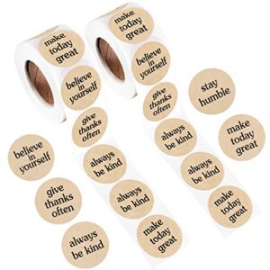 1000 pieces be kind stickers motivational saying stickers natural kraft inspirational sealing stickers for office home party, 5 styles, 1.5 inches