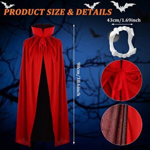 Geyoga Black Red Reversible Pirate Vampire Devil Demon Cloak Halloween Christmas Cosplay Capes with 3 Pieces Plastic Vampire Teeth for Age Over 8 Years Old