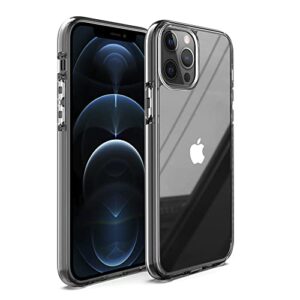 arae compatible with iphone 12 pro max case hard pc + soft tpu frame [shock-absorbing] phone case for iphone 12 pro max, crystal clear