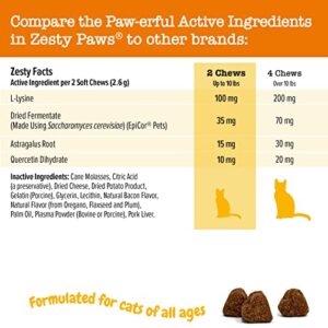 Zesty Paws Aller-Immune Soft Chews for Cats - with L-Lysine, EpiCor, Astragalus Root, Quercetin & Antioxidants - Advanced Functional Supplement for Cat Immune Support - Bacon Flavor - 60 Count