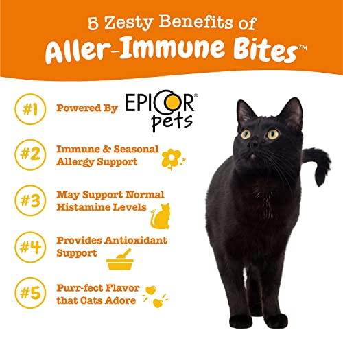 Zesty Paws Aller-Immune Soft Chews for Cats - with L-Lysine, EpiCor, Astragalus Root, Quercetin & Antioxidants - Advanced Functional Supplement for Cat Immune Support - Bacon Flavor - 60 Count