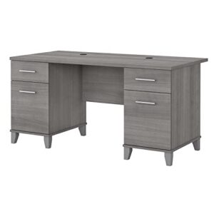 bush furniture somerset 60w office desk with drawers in platinum gray