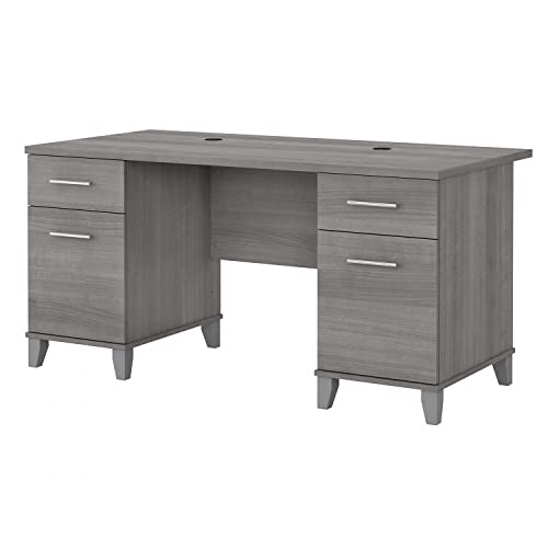 Bush Furniture Somerset 60W Office Desk with Drawers in Platinum Gray