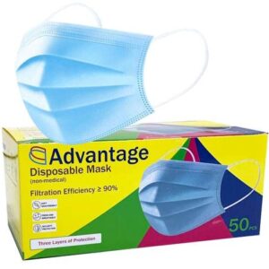 Advantage -2,000 Bulk Pack - Premium Quality 3-Ply Disposable Face Masks with Elastic Earloops