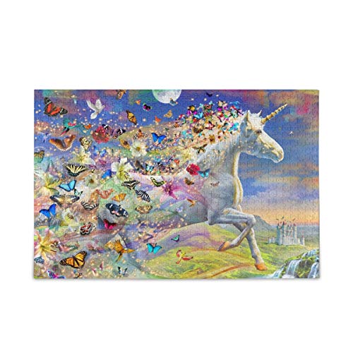 Unicorn Butterfly Jigsaw Puzzles 1000 Pieces for Adults 500 Pieces Art Project for Home Wall Decor 20.5 x 14.9 Inch