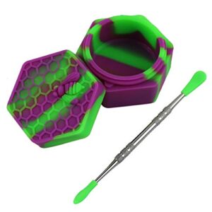 szbs silicone wax container 1pc 26ml purple/green hexagon non sitck sotrage jar