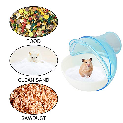 WishLotus Hamster Sand Bathroom, 3Pcs Detachable Plastic Hamster Sand Bath Container Small Pet Bathtub Extermal Toilet with Shovel and Cage Accessory for Hamster Guinea Pig Gerbil (Blue)