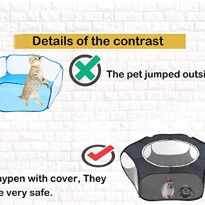 Linifar Small Animals Playpen, Pet Tent Transparent & Portable Fence with Zippered Cover Outdoor/Indoor Exercise Yard Fence for Puppy Kitten Rabbit Bunny Hamster Rat Guinea Pig Hedgehog Chinchilla