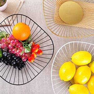 IBWell Short Curved-Edge Modern Creative Stylish Single Tier Dish,Metal Iron Wire Fruit Vegetables Bread Decorative Stand Serving Bowls Basket Holder (Gold)