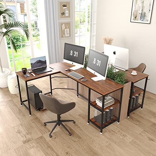 Paukin Modern L-Shaped Corner Computer Desk Office Table with Open Shelf