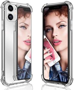 ownest compatible for iphone 12 case,12 pro case (6.1 inch) for girls women cute stylish with glitter ultra-thin mirror tpu pc back protective slim shockproof case for iphone 12/12 pro 6.1"-silver