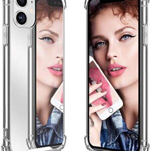 Ownest Compatible for iPhone 12 Case,12 Pro Case (6.1 Inch) for Girls Women Cute Stylish with Glitter Ultra-Thin Mirror TPU PC Back Protective Slim Shockproof Case for iPhone 12/12 Pro 6.1"-Silver