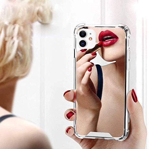 Ownest Compatible for iPhone 12 Case,12 Pro Case (6.1 Inch) for Girls Women Cute Stylish with Glitter Ultra-Thin Mirror TPU PC Back Protective Slim Shockproof Case for iPhone 12/12 Pro 6.1"-Silver