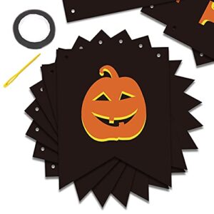 GEGEWOO Black HAPPY HALLOWEEN Banner Bunting with Pumpkin Sign Outdoor Indoor Home Decor for Mantle Fireplace Halloween Theme Party Decorations Supplies