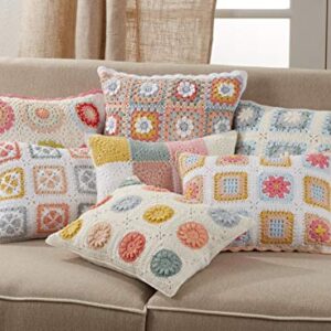 SARO LIFESTYLE Crochetage Collection Down Filled Crochet Throw Pillow, 1 Count (Pack of 1), Multi