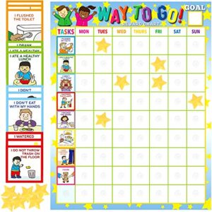 youngever reward chart, responsibility chart, magnetic chore chart,"way to go" behavior chart for kids with 75 behavioral chores, 17.5 x 13.5 inch