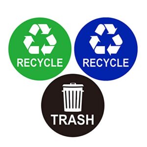 4"x4" recycle sticker sign trash can decal - 12 recycling trash bin labels waterproof organize & coordinate garbage waste from recycling (recycle trash, 4 inch)