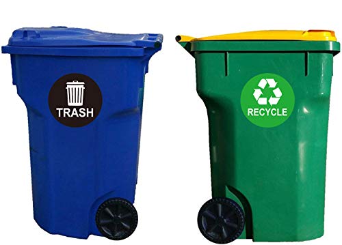 4"x4" Recycle Sticker Sign Trash Can Decal - 12 Recycling Trash Bin Labels Waterproof Organize & Coordinate Garbage Waste from Recycling (Recycle Trash, 4 inch)