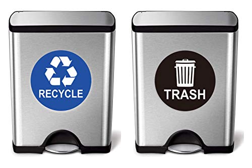 4"x4" Recycle Sticker Sign Trash Can Decal - 12 Recycling Trash Bin Labels Waterproof Organize & Coordinate Garbage Waste from Recycling (Recycle Trash, 4 inch)