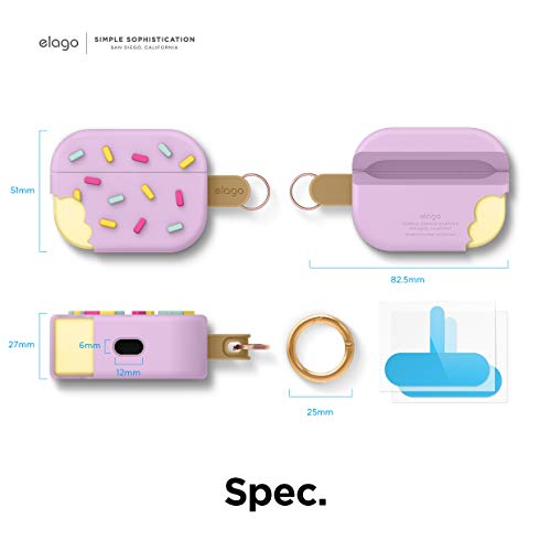 elago Ice Cream AirPods Pro Case with Keychain Designed for Apple AirPods PRO Case (Blueberry)