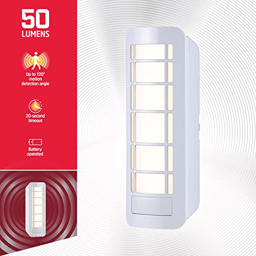 Energizer Wall Sconce, Battery Operated Modern Lamp, Nightlights, Stick Anywhere, Wireless Motion Activated LED Light Fixture for Hallway, Aisle, Kitchen, Lobby, Bathroom, 40644, White