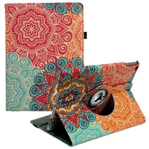 ipad case fit 2018/2017 ipad 9.7 6th/5th generation - 360 degree rotating ipad air case cover with auto wake/sleep compatible with apple ipad 9.7 inch 2018/2017 (red mandala)