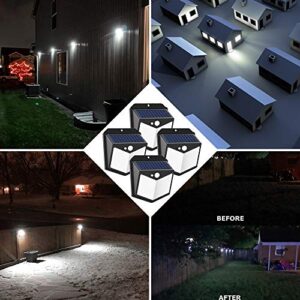 Solar Wall Lights Outdoor, 140 LED Motion Sensor Backyard Light, Frosting Lightshade Flood Light, Waterproof Garden Security Light for Driveway Porch Walkway Pool Patio Deck (No Glare, 4 Pack)