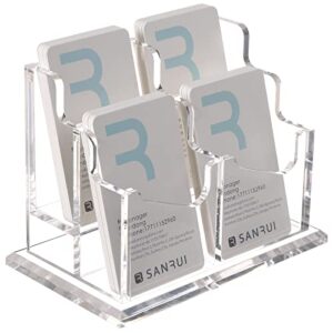 sanrui vertical business card holder, acrylic business card display，clear desktop business card stand for exhibition, home & office